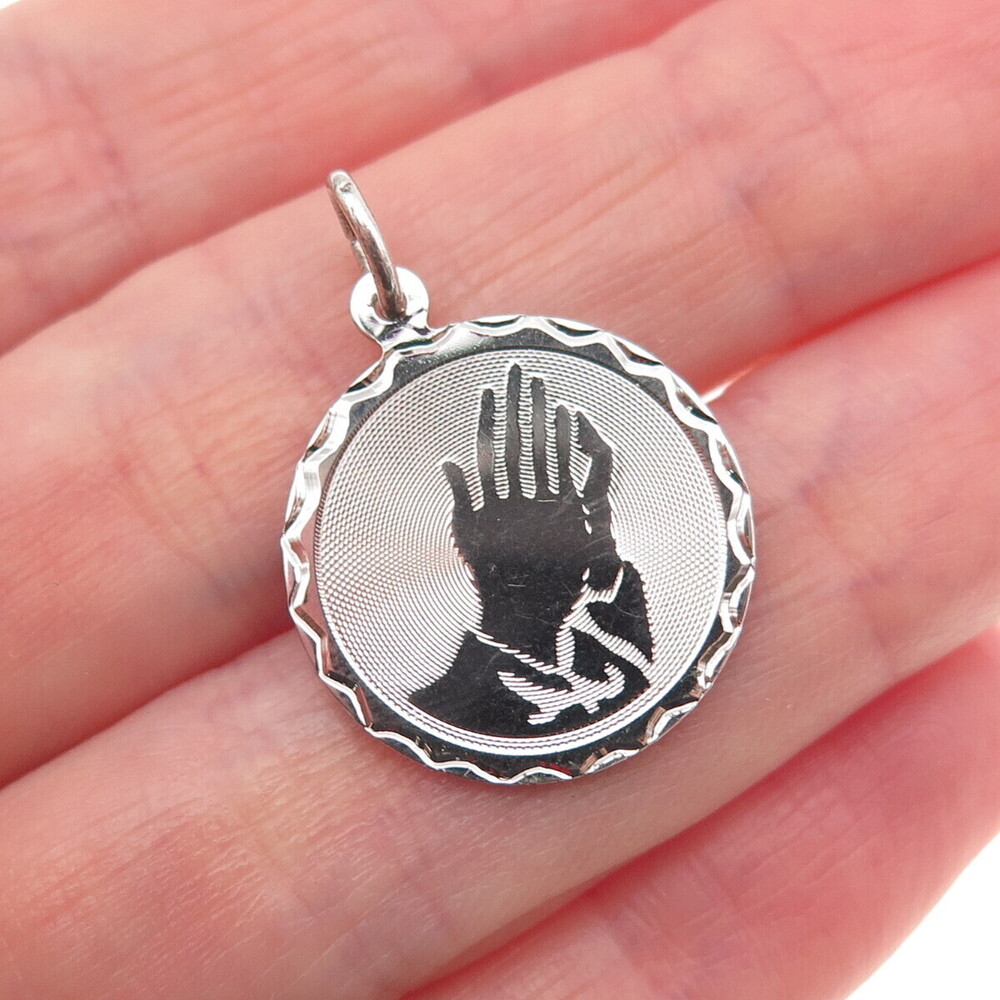 Spencer Co. 925 Sterling Silver Vintage Prayer Hands Charm Pendant